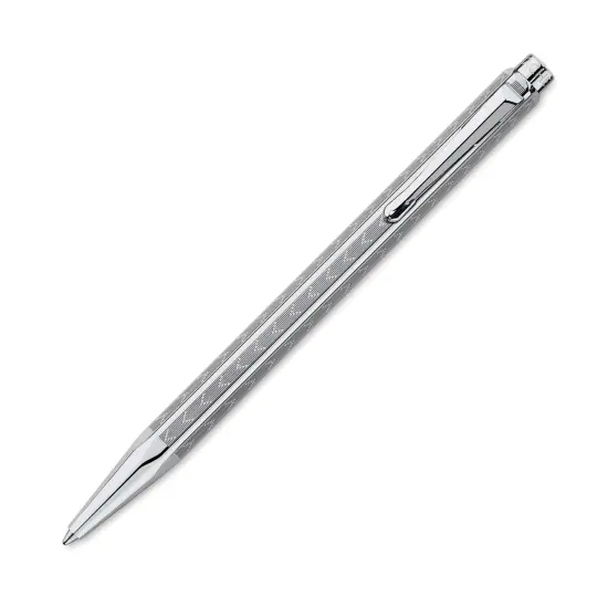 Caran d'Ache Ecridor Chevron Ballpoint Pen - Platinum Coated {1}