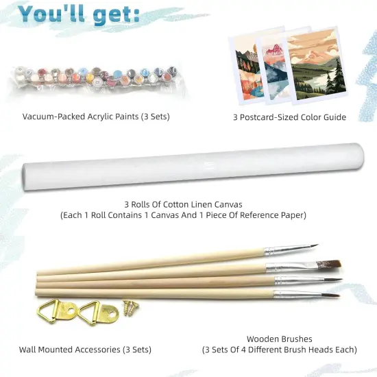 3 Pack Paint By Numbers Kit for Adults - Landscape Adult Beginner Diy Acrylic Pigment Canvas Easy Paint By Numbers - Suitable for Home Space Wall Decoration - 12x16 Inch Arts and Crafts for Adults {5}