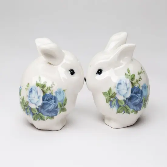 Ceramic Victorian Easter Bunny Salt And Pepper Shakers, Spring Decor, Gift for Mom {2}