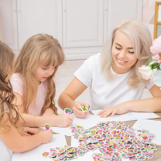 Mother&rsquo;s Day Cartoon Foam Sticker - Haooryx 300pcs Happy Mother&rsquo;s Day Foam Stickers Flower Pink Heart-Shape Self Adhesive EVA Stickers I Love Mom 3D Puffy Sticker for Giftwrap Card Envelope Decor {5}