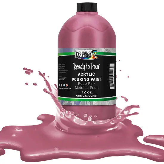 Pouring Masters Rose Pink Metallic Pearl Ready to Pour Acrylic Pouring Paint - Premium 32-Ounce Pre-Mixed Fluid Acrylic Paint - Fluid Art Supplies for Canvas, Wood, Paper, Tile & Rocks {1}