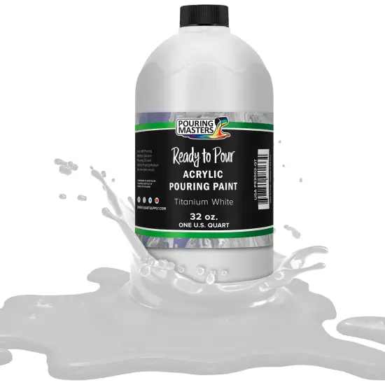 Pouring Masters Titanium White Ready to Pour Acrylic Pouring Paint - Premium 32-Ounce Pre-Mixed Fluid Acrylic Paint - Fluid Art Supplies for Canvas, Wood, Paper, Tile & Rocks {1}