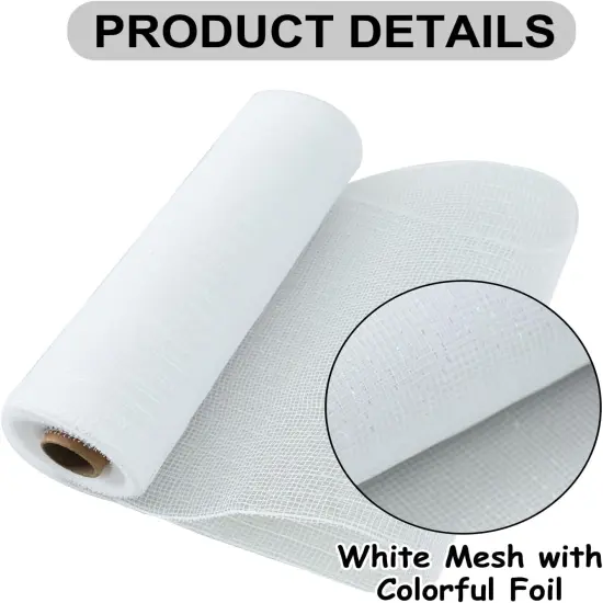 White Decorative Mesh Ribbbon Rolls, Fabric Mesh with Foil {2}