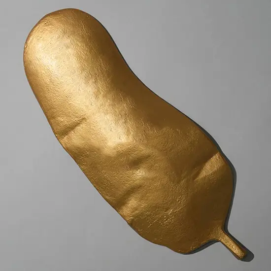 Golden Leaf Decorative Tray &ndash; Modern Aluminum Tabletop Accent, 19.5" {4}