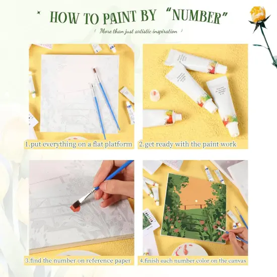 12 Sets Paint by Numbers with Frame for Adult Beginners Canvas, DIY Acrylic Paint by Number Canvas for Painting Party, Classroom Activity Birthday Gift, 8 x 8 Inch {3}
