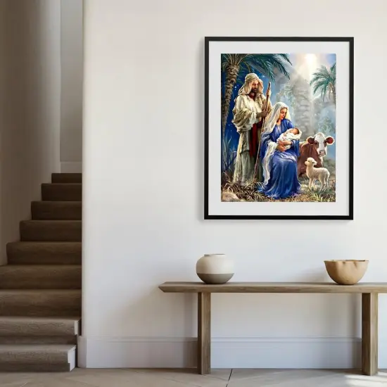 Nativity Diamond Art Painting Kits for Adults,5D Diamond Art Nativity Scene Kit,DIY Full Round Drills Christian Religious Diamond Dot Painting for Wall Decor 12X16 in {3}