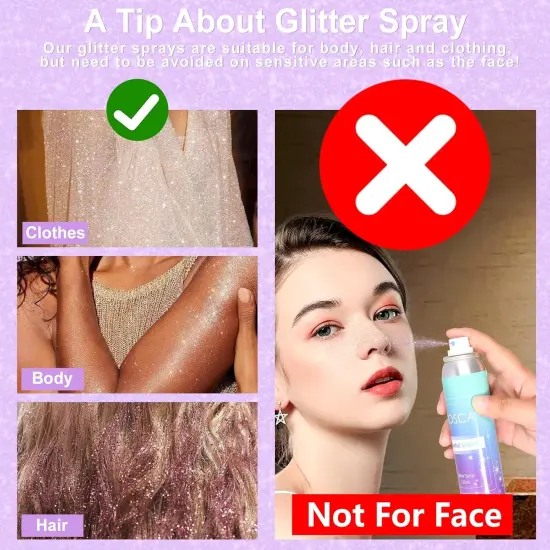 Body Glitter Spray, 150ML Holographic Glitter Hairspray, Glitter Spray for Hair Body Clothes, Quick-Drying and Long-Lasting Shiny Glitter Spray for Festival Music Concert Party Rave Accessories {3}