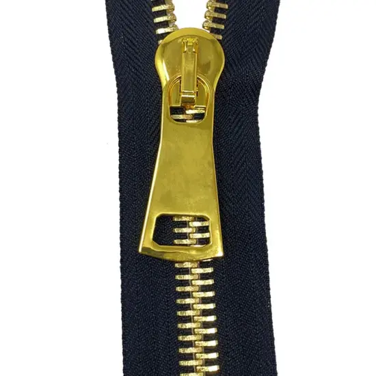 Zip Up 15MM One Way Separating Zipper Black Tape Gold Teeth 36 Inch {2}
