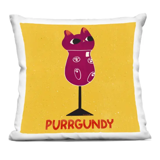 Stupell Industries Purrgundy Cat Wine Decorative Printed Pillow design by Carrie Cantwell, 18 x 7 x 18 {1}