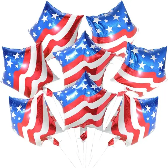 4th of July Star Shaped American Flag Celebration Party Balloons, 18 Inches Patriotic Party Foil Balloon For Independence Day, Veterans Day, Memorial Day, US Election Holiday Event Decorations {1}