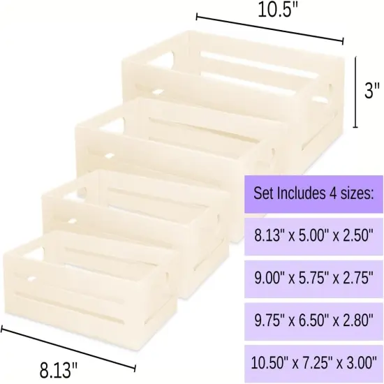 Set of 4 Small Wood Crates for Crafts {4}