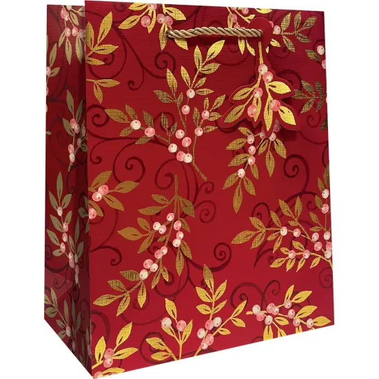 Pack/6: Holiday Floral Gift Bag - 8 x 4 x 10" {1}