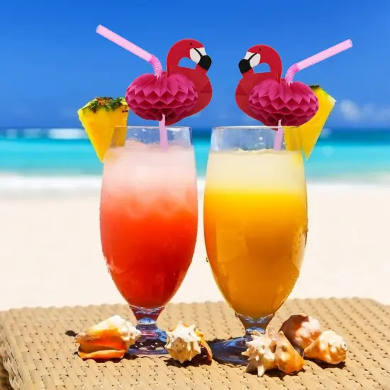 Flamingo Drinking Straws Cocktail Straws 9.65 Inch 100 PCS, Red Flamingo Drinking Straws for Cocktail,Milkshake,Juice, Decoration & Add Atmosphere for Valentine's Day {4}