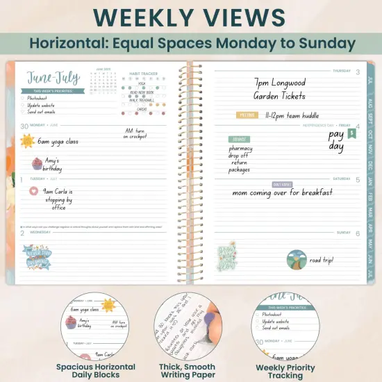 bloom daily planners 2025-26 Academic Planner, Soft Cover, 8.5" x 11", Painted Peonies {4}