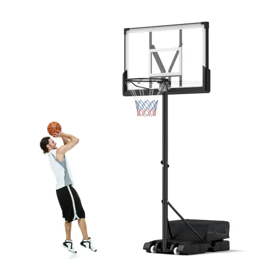 Adjustable Portable Basketball Hoop &ndash; 4.1&ndash;10Ft Height, 45" Shatterproof Backboard {4}