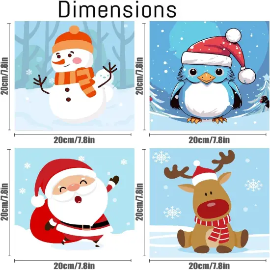 4 Pack Framed Paint by Numbers Kit for Kids,Christmas Painting Kits for Kids Ages 4-8,Easy Paint by Number Kids Paint for Beginner,DIY Acrylic Oil Painting Kit for Wall Decor(8X8inch) {2}