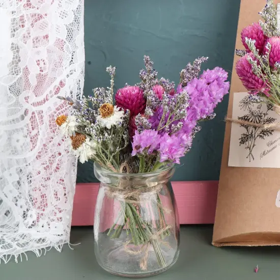 8 Pcs Mini Flower Bouquets Purple Natural Dried Flowers Bouquet Dry Flower&Leaves Lavender Dried Embossing Flower Bundles Plant Stem Bunch for DIY Craft,Photo Props,Wedding Decoration {5}