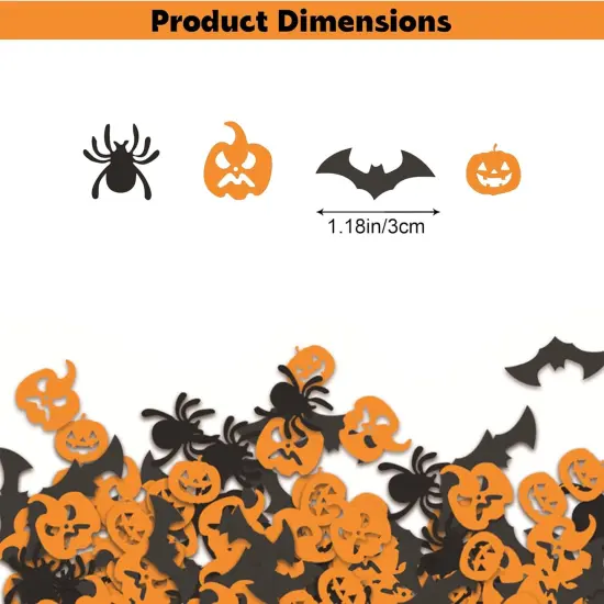 100Pcs Halloween Confetti Decorations,Halloween Party Table Scatter Confetti Sprinkles Orange Pumpkin Black Spider Bat Confetti for Halloween Party Supplies Trick or Treat Tabel Decor {2}