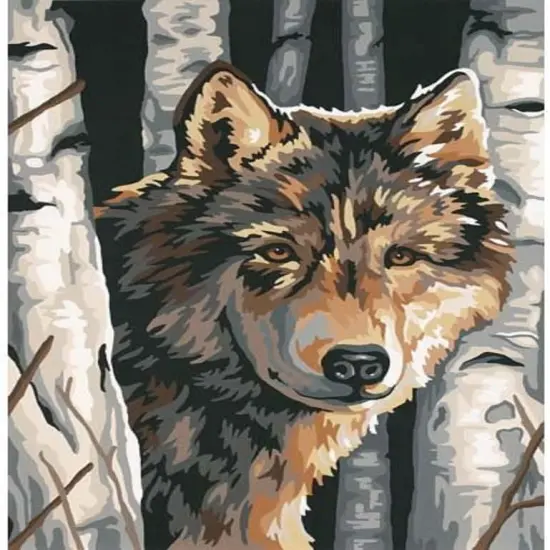 Paint by Number, Wolf Among Birches {1}