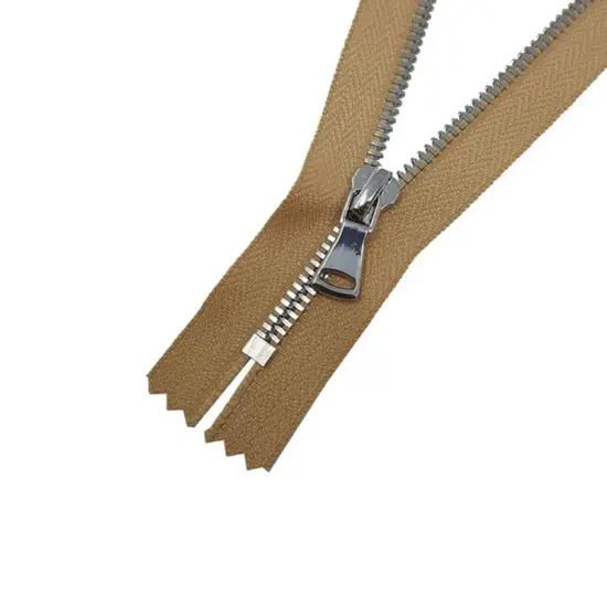 5MM One Way Closed Bottom Zipper Beige Tape Nickel Teeth 7&ndash;20 Inche {2}