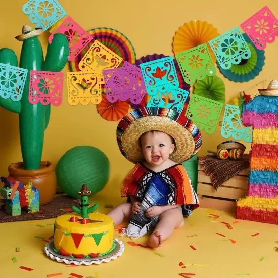 2 Mexican Fiesta Party Decorations Banners, Felt Cinco de Mayo Decorations Banner {4}