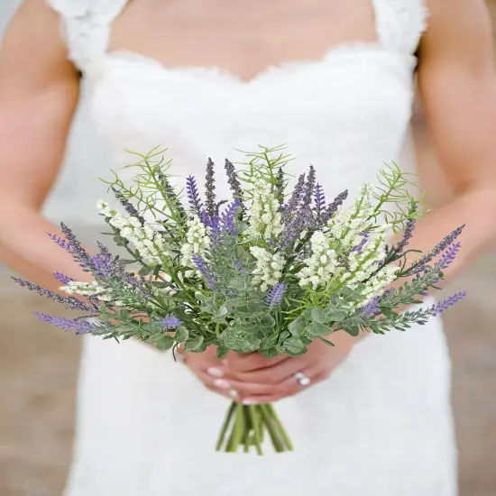 3 Bundles Fake Flowers Artificial Lavender Stems Bouquet Faux Plastic Purple Dried Lavender Flowers Plants for Vase DIY Wedding Floral Arrangement Home Table Centerpieces Indoor Outdoor Decor {3}