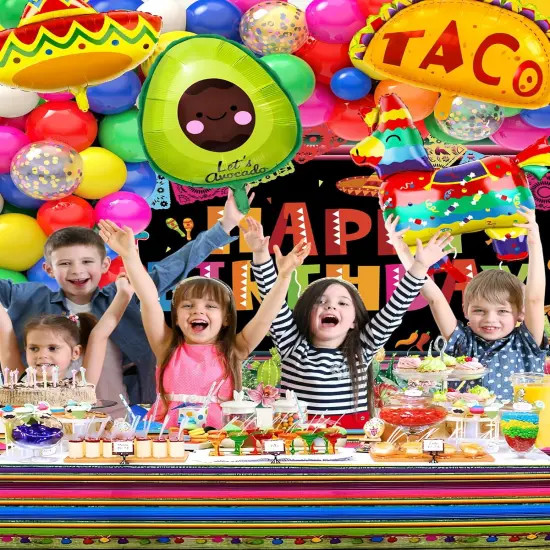 100pcs Mexican Party Birthday Decorations Fiesta Balloon Arch Garland Kit, 5 De Mayo Happy Birthday Backdrop Taco Balloons Tablecloth Decor Carnival Cinco De Mayo Party Decorations Supplies {2}