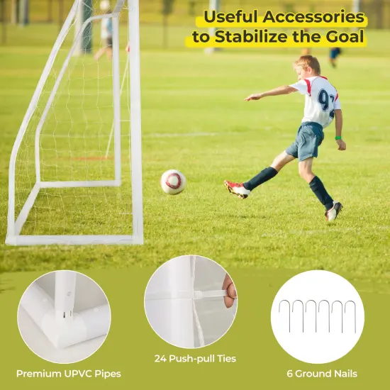 Soccer Goal with Heavy-Duty Net, UPVC Frame & Training Cones &ndash; Portable Backyard Soccer Set {6}