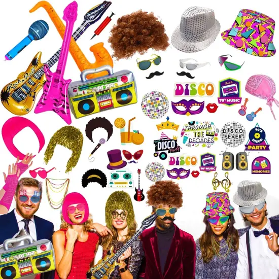 50 Pcs Rock Party Photo Booth Props Set {1}