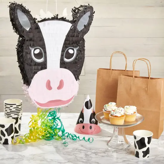Pull String Cow Pinata for Farm Birthday Party Decorations - Baby Shower Supplies for both Boys & Girls - Cow Theme Pinata (Small, 16.5 x 13 x 3 Inch) {2}