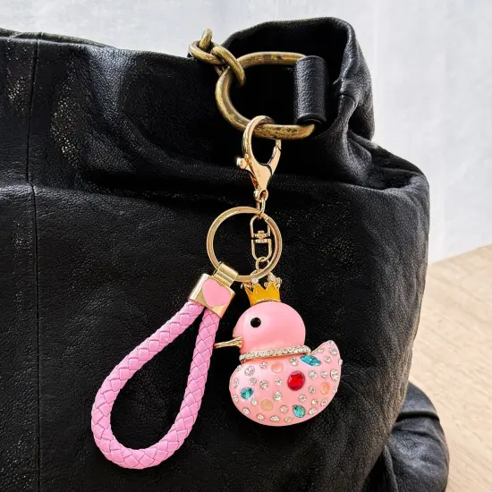 Wrapables Glamorous Crystal Rhinestone Ducky Keychain, Pendant Bag Charm, Pink {6}