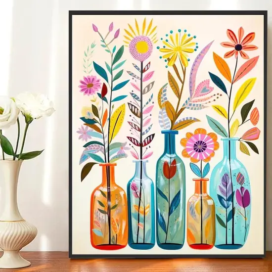 Paint by Numbers Kit for Adults Beginners, Flowers DIY Easy Acrylic Oil Painting by Numbers on Canvas, Paint-by-Numbers Drawing Kits for Gift Home Wall Decor Without Frame 16x20in {4}