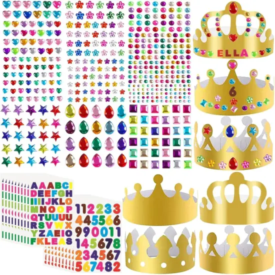 46 Pcs Paper Crowns for Kids to Decorate Birthday Party Hats Gold {1}