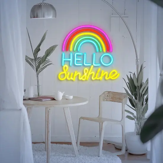 Hello Sunshine Neon Sign LED &ndash; Hello Sunshine Neon Lights for Wall Decor &ndash; Sunshine LED Light Up Sign for Bedroom, Party, Gifts for Friends, Boys, and Girls {5}