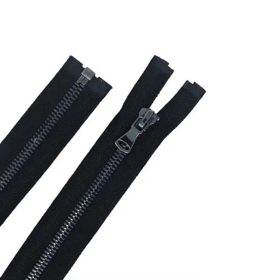 Black Metal Glossy Jacket Separating Zipper 5MM or 8MM {1}