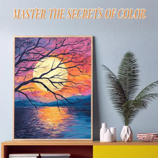 Paint by Number for Adults, Moon Easy Paint by Numbers Kits for Beginner, Adult Paint by Numbers on Canvas for Relax Gift Home Wall Decor 16x20in (Moonlit Night) {2}