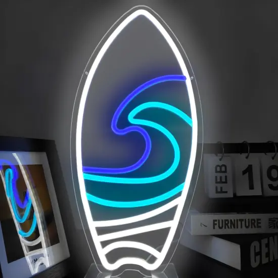 Summer Surfboard Neon Sign, Dimmable LED Signs, Surfer Light Up Signs for Wall, Neon Lights Signs for Bedroom, Kids Boys Room, Man Cave Beach Neon Wall Lights Decor {1}