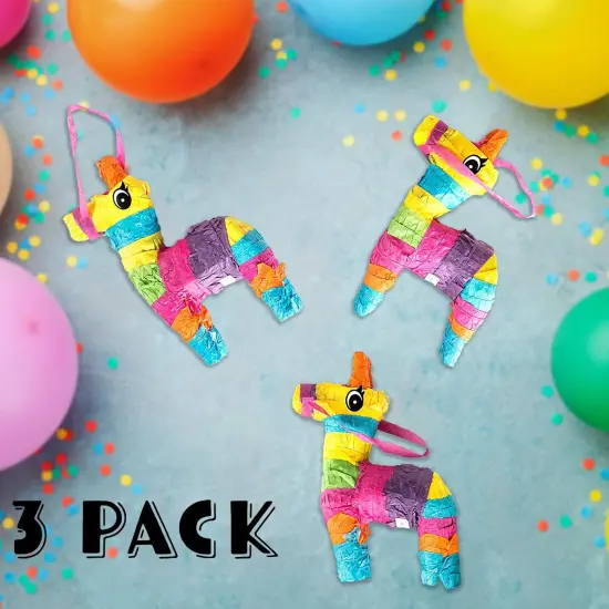 Set of 3 Mini Donkey Pinatas 4"x7" inches, Fiesta Party Decorations, Cinco de Mayo Pinata, Party Favors, Party Supplies and Centerpieces, Fiesta Decorations {5}