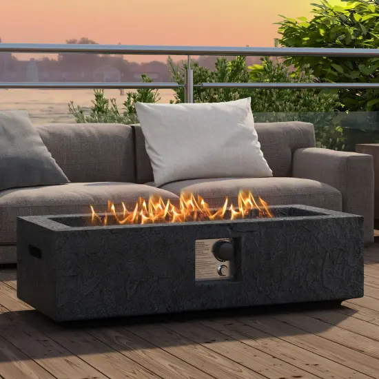 Grey Magnesium Oxide Fire Pit Table, 50,000 BTU and Stainless Steel Burner {2}