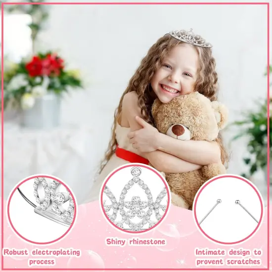 32 Pieces Girls Crystal Tiara Crown Rhinestone Tiara Headband Crystal Princess Tiaras Silver Heart Crown Headband {2}