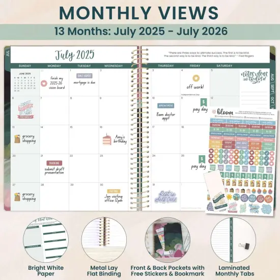 bloom daily planners 2025-26 Academic Planner, Soft Cover, 8.5" x 11", Emerald Paint Strokes {3}