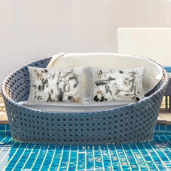 Stupell Industries Neutral Earth Tones Abstraction 2pc Outdoor Printed Pillow Set design by June Erica Vess, 14 x 7 x 20 {3}