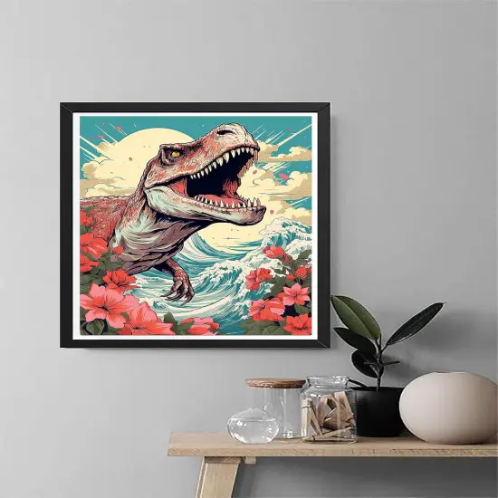Paint by Numbers for Adults Dinosaur, DIY Oil Painting Japanese Style Acrylic Paint by Number Kits for Adults Beginner for Home Wall Decor 16x20 inch {3}