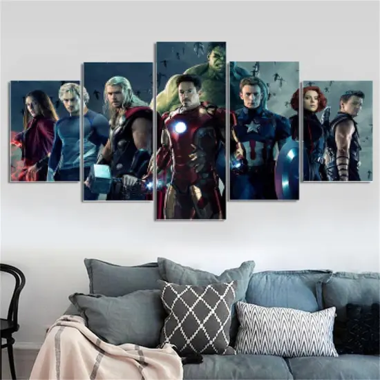 DIY 5D Diamond Art Kit for Adult Kids, Super Hero Captain Iron Superhero 5 Pieces Full Drill Embroidery Cross Stitch Picture Supplies Arts Craft for Home Wall Decor Paint 17.7x37.4 inch {2}