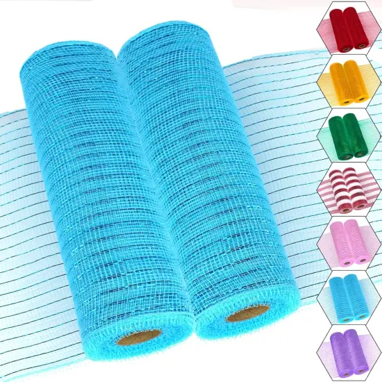 Blue Deco Mesh Ribbon, Decorative Mesh Roll {1}