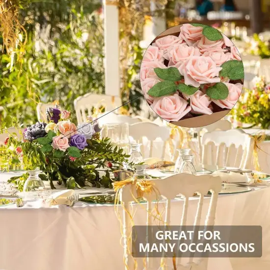 50pcs Artificial Flowers Foam Roses Wedding Party DIY Decor White {6}