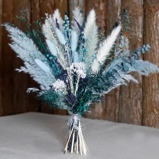 Pampas Grass Decor Dried Flowers with Blue Pampas Grass Boho Floral Arrangements {2}