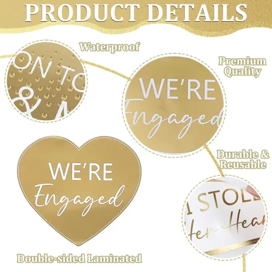 40Pcs Gold Engagement Photo Booth Props We are Engaged Photo Props Decorations for Wedding Reception Bridal Shower Ceremony Party Supplies Favors {2}