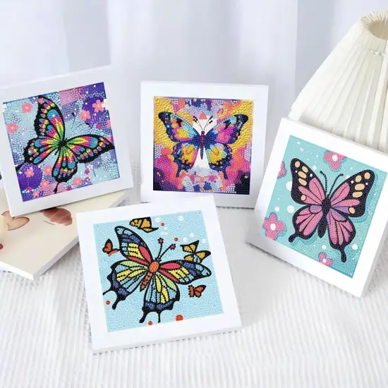 4 Packs Diamond Art Kits for Kids, Butterfly Diamond Art for Kids Ages 8-12, Diamond Painting Kits for Home Wall Decor (6x6 Inch) {2}