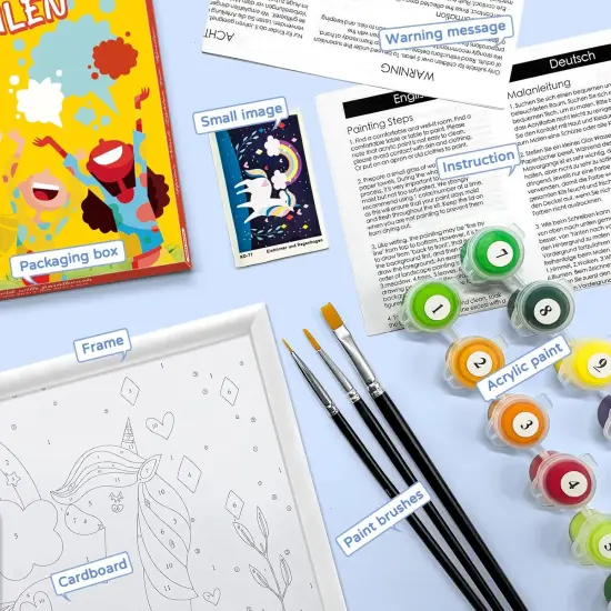 Paint by Numbers for Kids Ages 4-8-12 with 7X9.5 inch Pre-Printed Cardboard,12 Acrylic Paint Pots and 3 Painting Brushes, Room Decor for Children,(Sports Car) &hellip; {5}